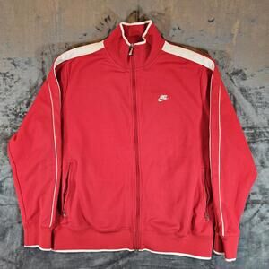Nike Sportswear Track Jacket Mens XXL Red White Striped Full Zip Athletic Active